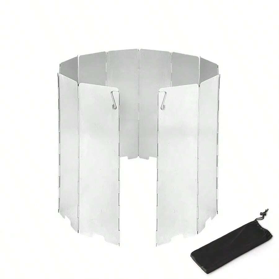 1pc Outdoor Camping 10x Folding Silver Aluminum Alloy Barbecue Windproof Board Three-Sided Windshield - Silver - View 1
