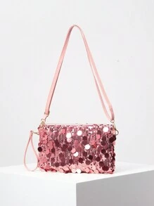 婚禮派對閃閃發亮的手拿包,閃閃發亮的單肩包,優雅的女士晚宴包,夜店/舞會閃粉錢包（隨機款式） - 粉色 - 查看 5