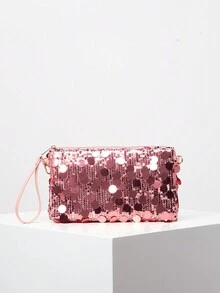 婚禮派對閃閃發亮的手拿包,閃閃發亮的單肩包,優雅的女士晚宴包,夜店/舞會閃粉錢包（隨機款式） - 粉色 - 查看 2