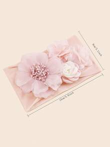 粉色嬰兒頭帶,配有小紅蘿蔔絲3d花朵,柔軟和無痕,彈性頭帶適用於嬰兒 - 淺粉色 - 查看 3