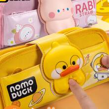 1pc 3d Cartoon Stress Relief Pencil Case, Cute Double Layer Pencil Pouch - Multicolor - View 5