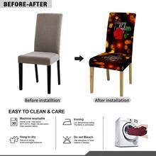 1入組萬用情人節彈性椅套,適用於家庭、旅館、廚房和節日,防污椅墊 - 彩色 - 查看 5