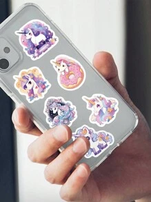 50入組彩色卡通獨角獸貼紙 - 彩色 - 查看 5