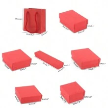 1pc Red Square Jewelry Gift Packing Box Engagement Storage Organizer For Necklace Ring Bracelet Pendant Earring Display - Red - View 5