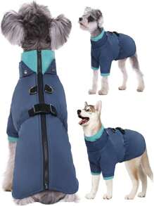 Dog Coat, Winter Warm Pet Jacket With Zipper, Small Dog Windproof Outdoor Coat, Blue, Size S - Blue - View 1