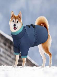 Dog Coat, Winter Warm Pet Jacket With Zipper, Small Dog Windproof Outdoor Coat, Blue, Size S - Blue - View 6