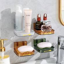 1入組掛壁肥皂盤,帶吸盤雙層排水肥皂盒,無需鑽孔 - 無色 - 查看 3