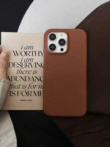 Basic Phone Cases Chic High-End Solid Color Litchi Grain Leather Phone Case Compatible With IPhone 16 Pro Max/15 Pro Max, Apple 14 Pro Max, 13/14 Pro, 11 New Model, 12 Pro Max, Minimalist And Fresh Design, Anti-Fall