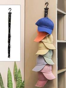 1個帽子收納掛鉤配自粘貼紙,節省空間的帽子整理器,適用於門廳、衣櫃等場所 - 彩色 - 查看 8