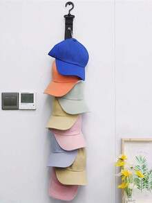 1個帽子收納掛鉤配自粘貼紙,節省空間的帽子整理器,適用於門廳、衣櫃等場所 - 彩色 - 查看 4