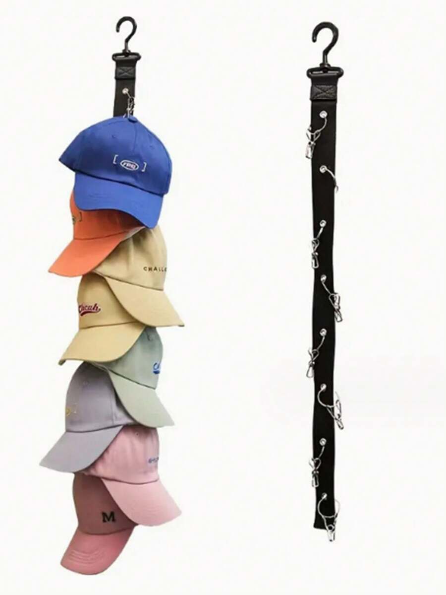 1個帽子收納掛鉤配自粘貼紙,節省空間的帽子整理器,適用於門廳、衣櫃等場所 - 彩色 - 查看 1