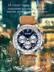 DOM 1只多功能石英男表 - 棕色 - 查看 9