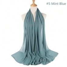 1條女士實色雪紡長型圍巾,日常裹頭巾,禮品包裝頭巾