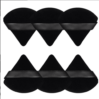 6pcs Triangle-Shaped Dual-Sided Velvet Makeup Applicator, Suitable For Powder, Loose Powder, Compact Powder And Cushion Foundation