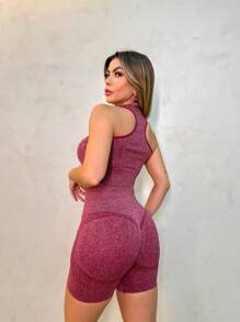 Women Sports Sets - 酒紅色 - 查看 1