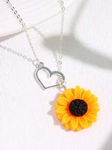 1條時尚高端多功能中空心太陽花設計女士項鍊,假日禮物珠寶 - 彩色 - 查看 4