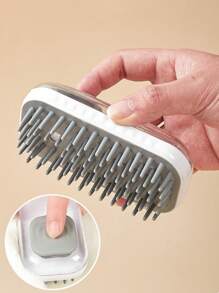 1pc Pet Silicone Bubble Bath Brush, Suitable For Bathing And Massaging For Large, Medium And Small Cats And Dogs - Grey - View 3