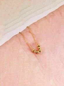 Simple & Fashionable Pendant Made Of Stainless Steel & Beads For Personalized Necklace - Gold - View 4