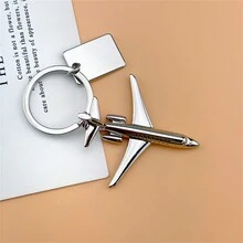 1pc Creative Airplane Engine Shaped Keychain Pendant, Unique 3D Aircraft Mini Model Metal Keyring - Creative Aviation Metal Keychain Bag Charms Pendant Birthday Gift For Men,Boyfriend - Silver - View 2