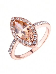 1個合金和鑽石水滴造型,創意女式時尚戒指 - 玫瑰金 - 查看 2