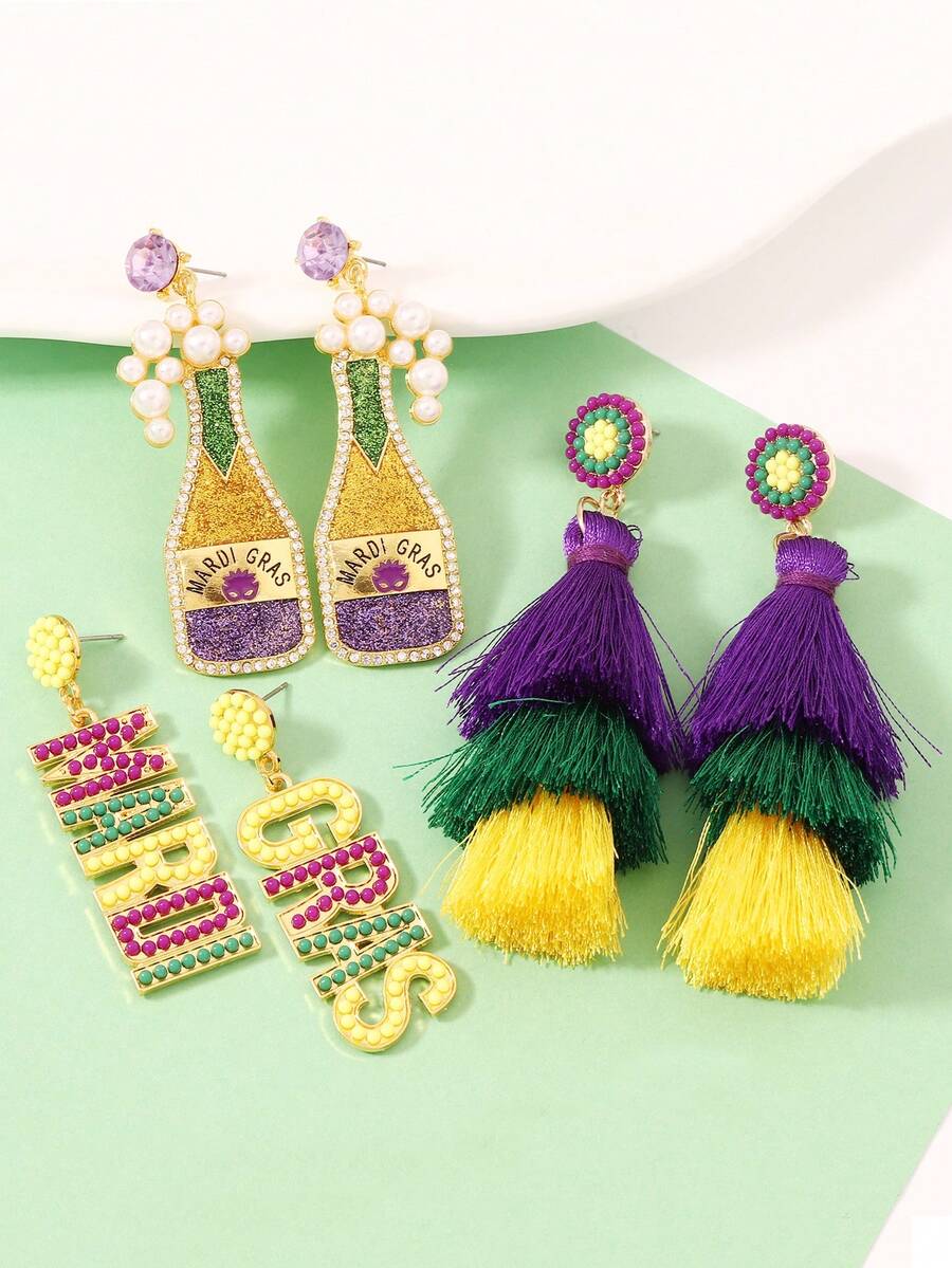 1 Pair Of Party Style Carnival Collection Fashion With Light Luxury Inlaid Enamel Earrings For Women