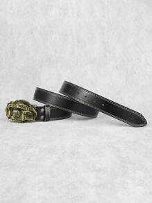 1pc Men'S Valentine'S Day Gift/Birthday Gift/Father'S Day Gift/Husband'S Gift/Boyfriend'S Gift Fashionable Casual Embossed Car Line Clint Car Buckle Belt - Black - View 5