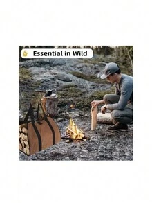 Outdoor Portable & Durable Firewood Storage Bag With Handle - Black - View 4