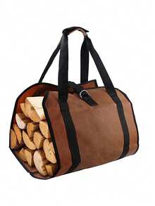 Outdoor Portable & Durable Firewood Storage Bag With Handle - Black - View 1