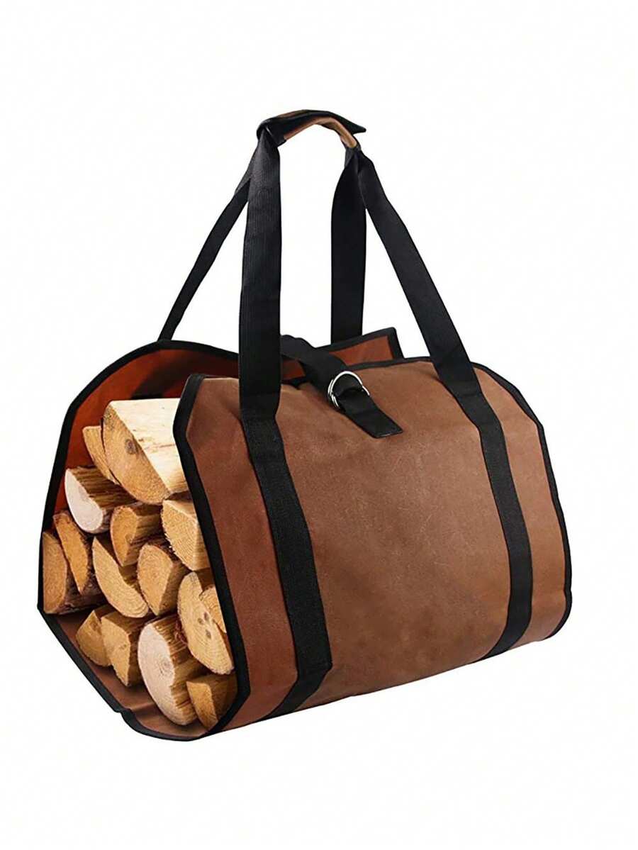 Outdoor Portable & Durable Firewood Storage Bag With Handle - Black - View 1