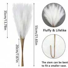 3pcs Elegant Artificial Pampas Grassland Bouquets Nordic Art Craft Ornament Home Living Room Bedroom Vase Decoration Wedding Party Decorations DIY Flower Wall - White - View 9