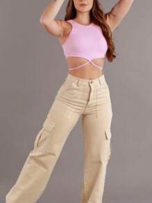 Pantalon cargo dama - Beis - Ver 1