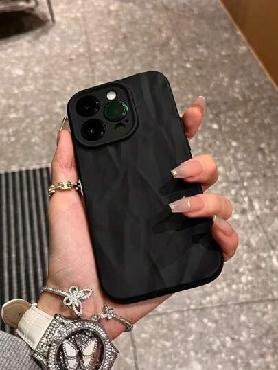 1PC Matte Frosted Textured Water Ripple Design Phone Case Compatible With IPhone Waterproof Shockproof Anti-Fall Scratch Resistant