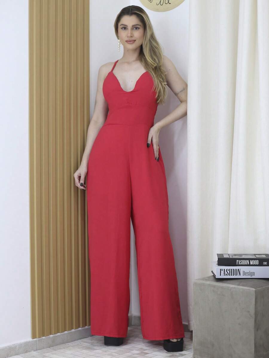 Women Jumpsuits - 紅色 - 查看 1