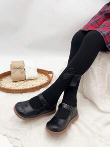 3pcs Toddler Girls' Bowknot Striped Tights For Daily Life - Multicolor - View 1