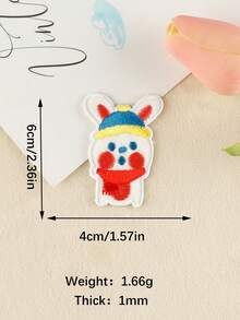 6入組刺繡徽章服裝帽子配件diy兔子形自粘貼花 - 彩色 - 查看 10