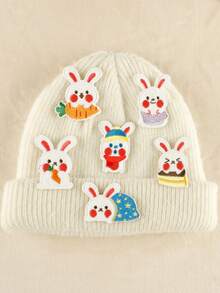 6入組刺繡徽章服裝帽子配件diy兔子形自粘貼花 - 彩色 - 查看 4