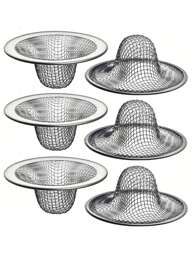 6pcs Bathroom Sink Strainer, Stainless Steel Mesh Sink Drain Strainer, Hair Catcher For Bathroom Sink, Sink Drain Filter, Bathroom Accessories Home Bathroom Decor Fall Decor Back To School