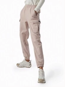TECTOP Women Softshell Snow Pants Padded Lined 4 Pockets Windproof Waterproof Warm Suitable For Autumn Cold Winter Outdoor Sports - Dusty Pink - View 3