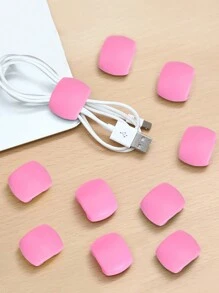 10 Uds Clips Organizadores De Cables Para Gestión De Cables De Carga De Auriculares De Datos, Soporte Enrollador De Cables Multiusos - Rosa Pálido - Ver 3