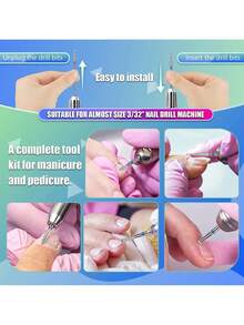 5入組鑽石指甲鑽頭電鑽磨刀片,適用於修腳修甲文件,去角質,少棒指甲刀具附件,球形/光頂/大桶/雨傘/火焰形 - 灰色 - 查看 6