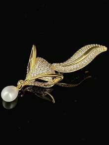 2024款潮流瑪德琳設計師珍珠裝飾手工純銅金狐造型胸針,適合派對、毛衣和街頭風格 - 金色狐狸珍珠款 - 查看 9