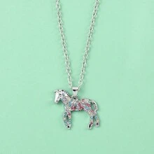 Cross-Border New Product List Fashionable Personalized Colorful Diamond Small Rainbow Horse Necklace Pendant Jewelry - Necklace - View 3