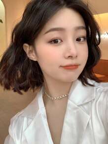 1pc Faux Pearl Strand Necklace, Faux Pearl Short Braided Necklace, Anniversary Gift Faux Pearl Necklace, Clavicle Chain, Bridesmaid Gift, Wedding Gift, Party Decoration Jewelry, Women's Jewelry Gift Valentine's Day Valentines