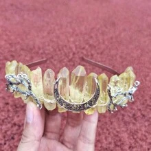 1件手工製作的天然白水晶樹枝月亮皇冠髮箍,適合節日禮物 - 彩色 - 查看 18