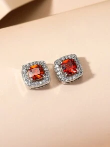 1 Pair Fashion Style Red Rhinestone Earrings Women's Daily Life - Multicolor - View 4