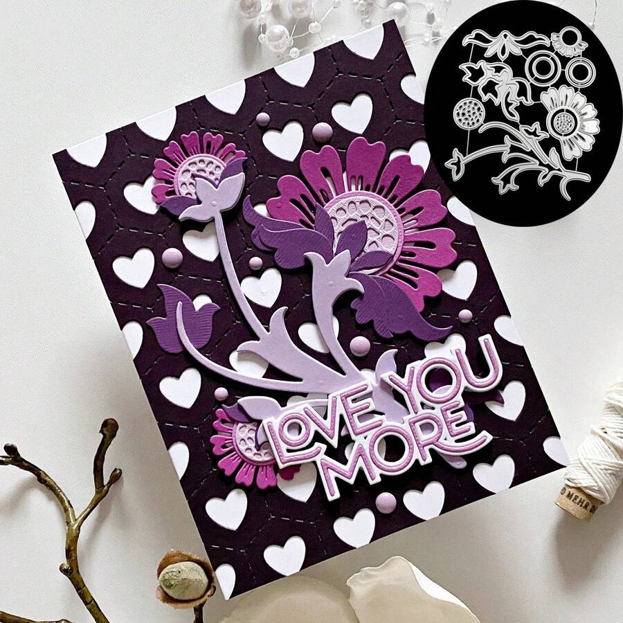 1 件花朵圖案切割模具 - 銀色 - 查看 1