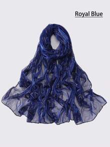 1條女士純色絲巾,金箔印花,時尚百搭,適合春夏,透氣防曬,多用途適合樣式頭巾優雅 - 彩色 - 查看 14