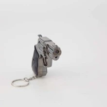 1入手槍造型小型雷射指示器鑰匙扣手電筒 - 黑色 - 查看 2