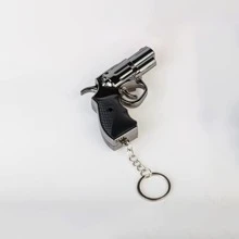 1入手槍造型小型雷射指示器鑰匙扣手電筒 - 黑色 - 查看 1