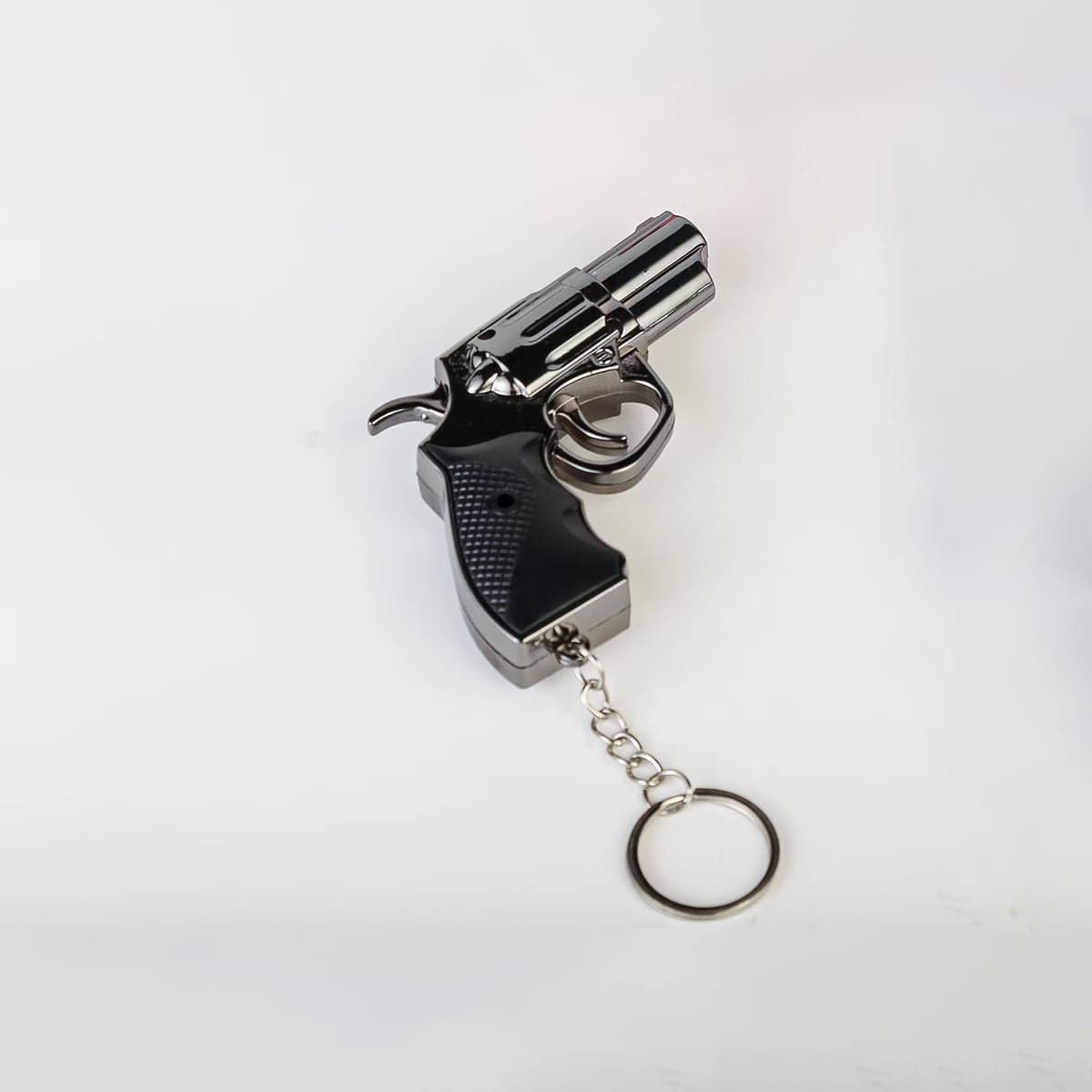 1入手槍造型小型雷射指示器鑰匙扣手電筒 - 黑色 - 查看 1